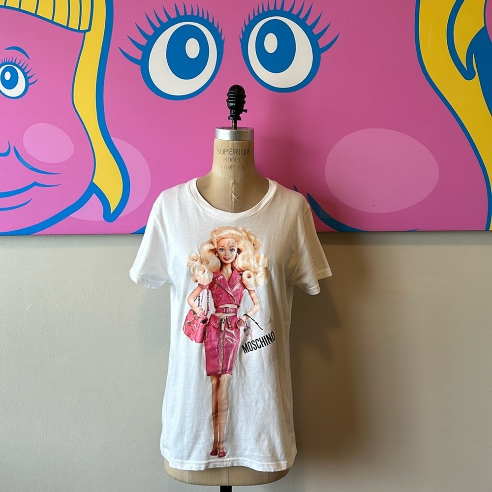 Moschino Couture Barbie White Pink T-Shirt Top